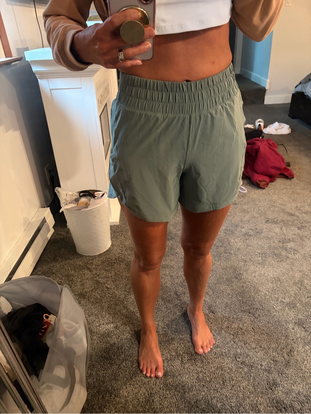 lululemon athletica Sage Green Track That High-Rise Stretch Running Shorts